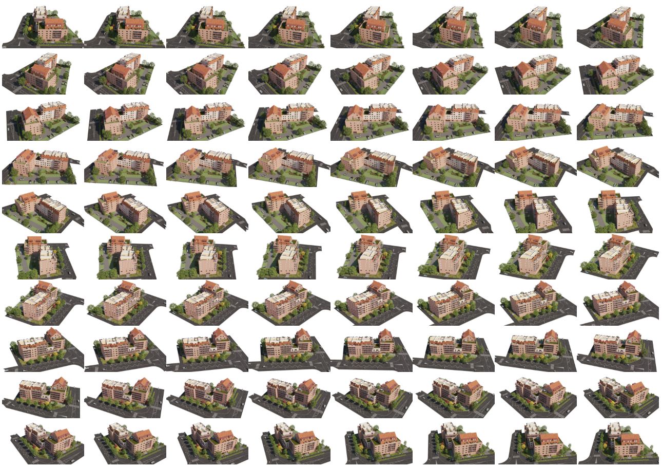 Orbital render sequence of a real estate project